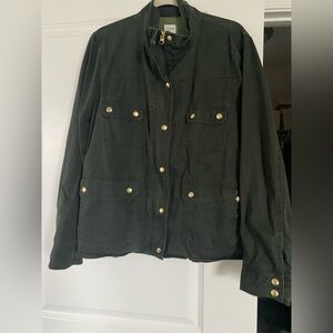 J. Crew Dark Green Utility Jacket with Gold Buttons